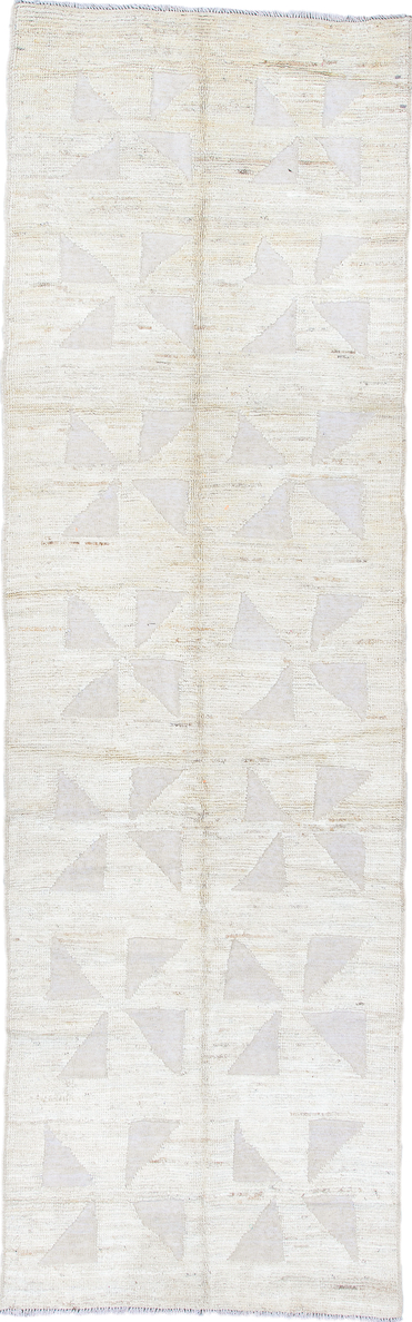 3' x 9' one-of-a-kind handmade vintage Tulu runner rug. Color palette: blue, dark gray, dim gray, gainsboro, gray