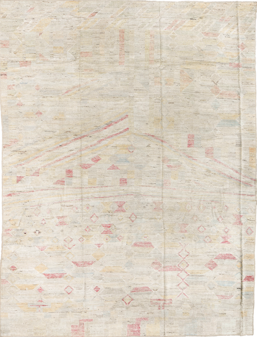 10' x 14' one-of-a-kind handmade vintage Tulu large size rug. Color palette: brown, dark gray, gainsboro, gray, light gray