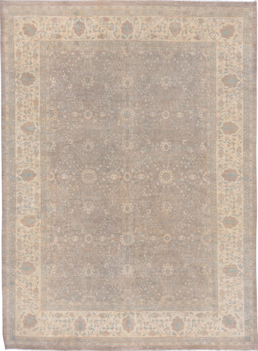 9' x 12' one-of-a-kind handmade vintage Sivas large size rug. Color palette: brown, gray, light gray, off-white, orange