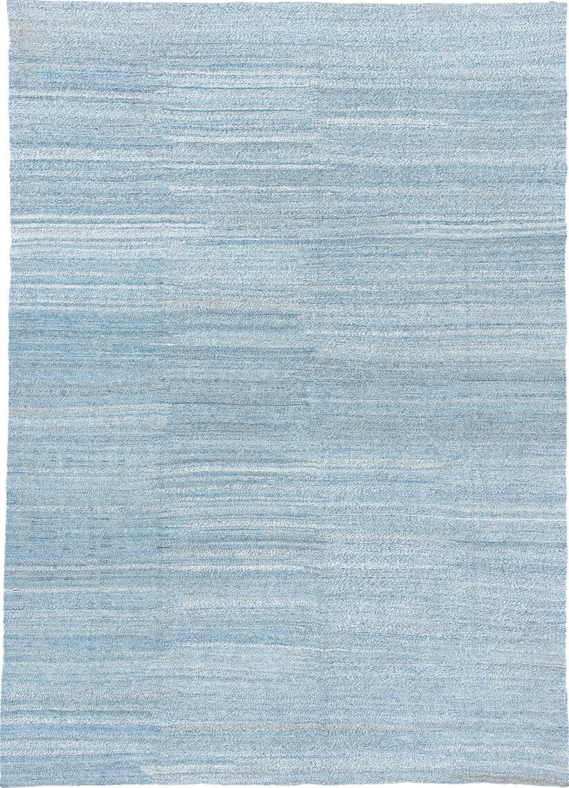 9' x 14' one-of-a-kind handmade vintage Kilim large size rug. Color palette: blue, dark gray, dim gray, gainsboro, gray