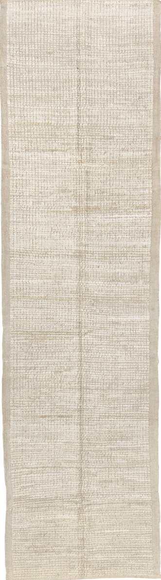 3' x 11' one-of-a-kind handmade vintage Tulu runner rug. Color palette: brown, dark gray, gainsboro, gray, light gray