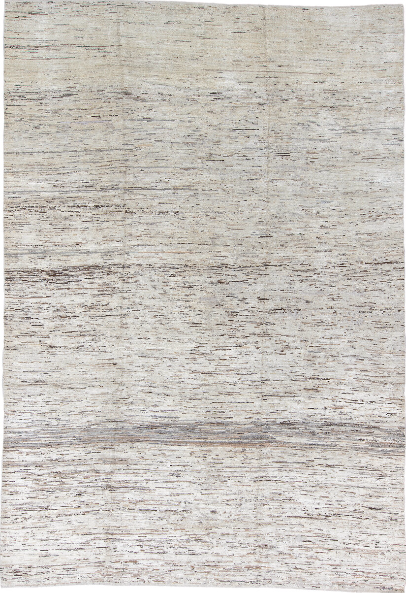 9' x 14' one-of-a-kind handmade vintage Tulu large size rug. Color palette: dark gray, dim gray, gray, light blue