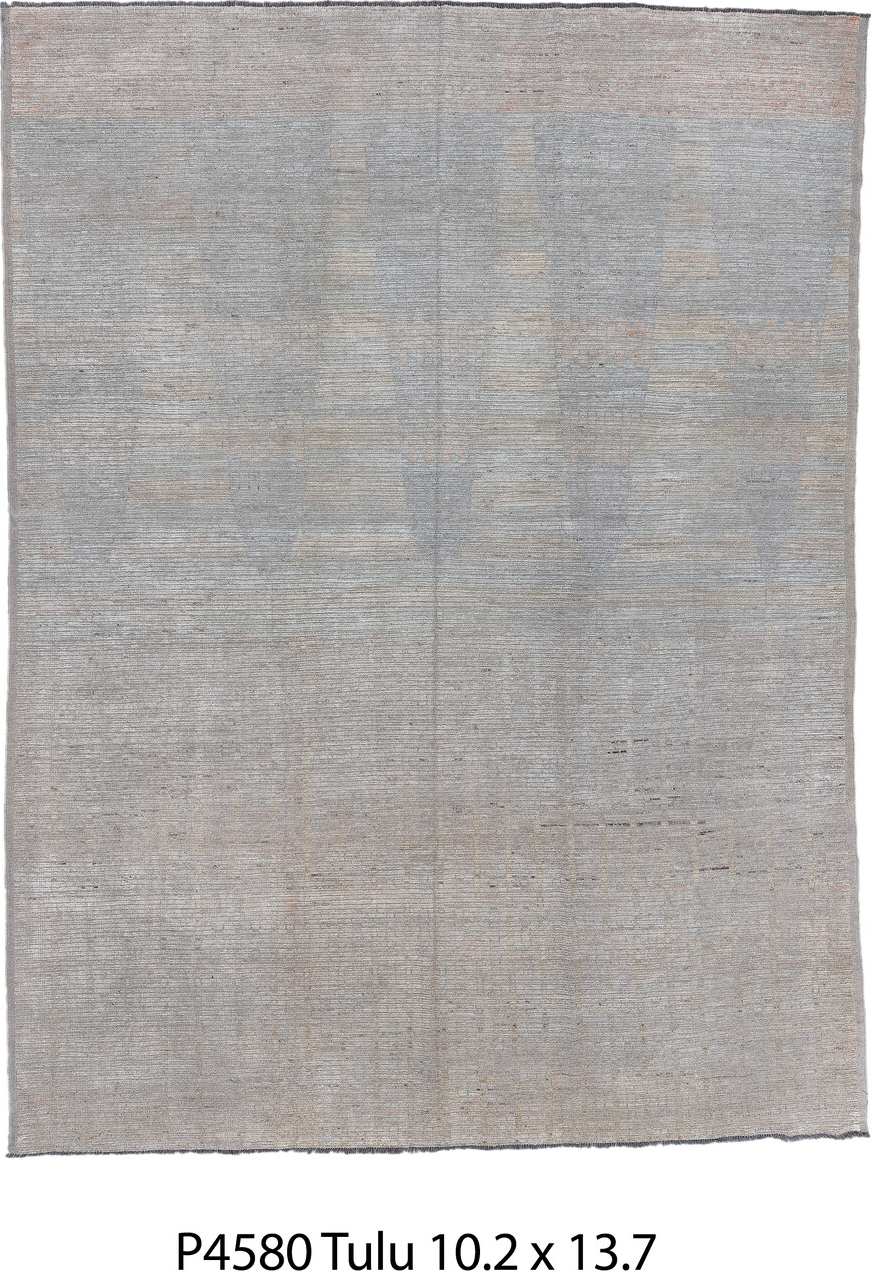 10' x 13' one-of-a-kind handmade vintage Tulu large size rug. Color palette: dark gray, dim gray, gainsboro, gray