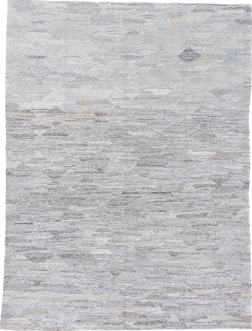 4' x 6' one-of-a-kind handmade vintage Kilim small size rug. Color palette: dark gray, dim gray, gainsboro, gray, light blue