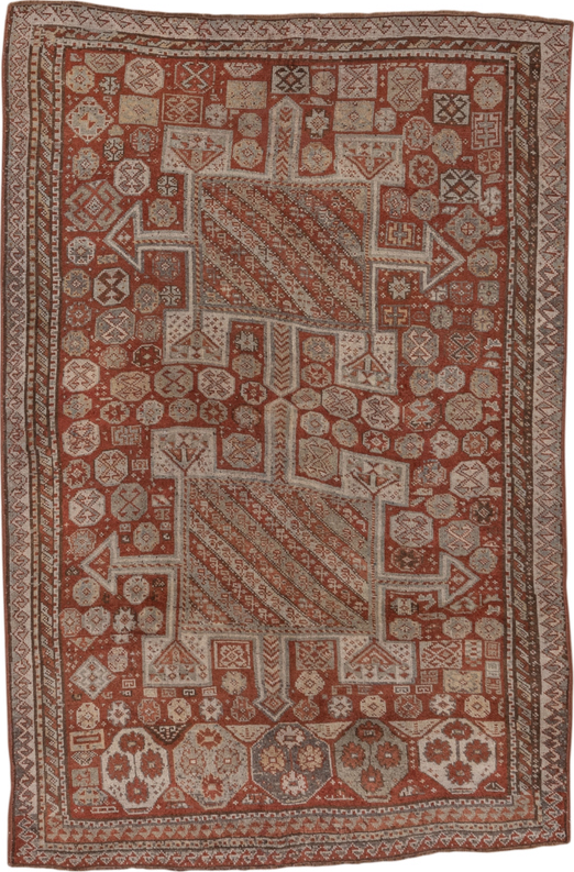 4' x 7' one-of-a-kind handmade vintage Kurd rug. Color palette: brown, gray, off-white, pink, snow, white, whitesmoke