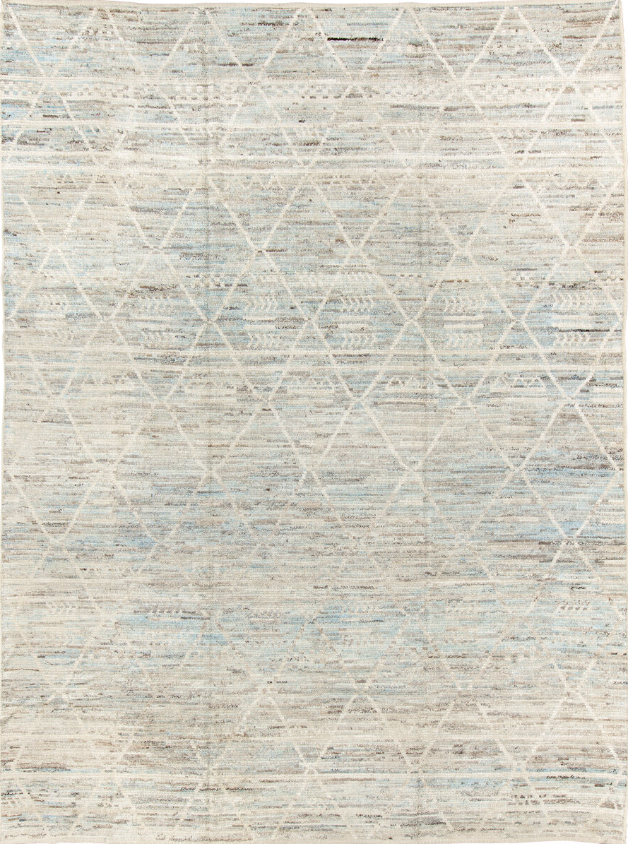 10' x 13' one-of-a-kind handmade vintage Tulu large size rug. Color palette: brown, dark gray, dim gray, gainsboro, gray