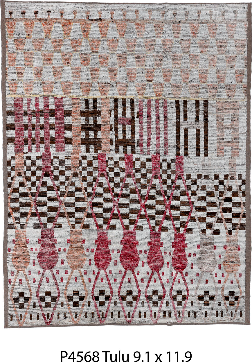 9' x 11' one-of-a-kind handmade vintage Tulu large size rug. Color palette: black, brown, dark gray, dim gray, gainsboro