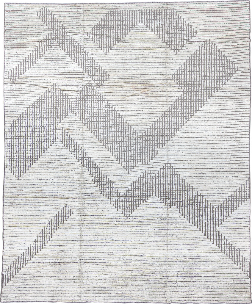 9' x 11' one-of-a-kind handmade vintage Tulu large size rug. Color palette: dark gray, gainsboro, gray, light blue