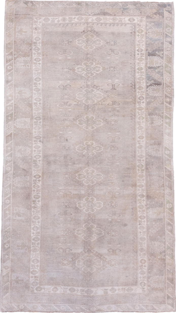 6' x 10' one-of-a-kind handmade vintage Oushak large size rug. Color palette: dark gray, gainsboro, gray, light gray