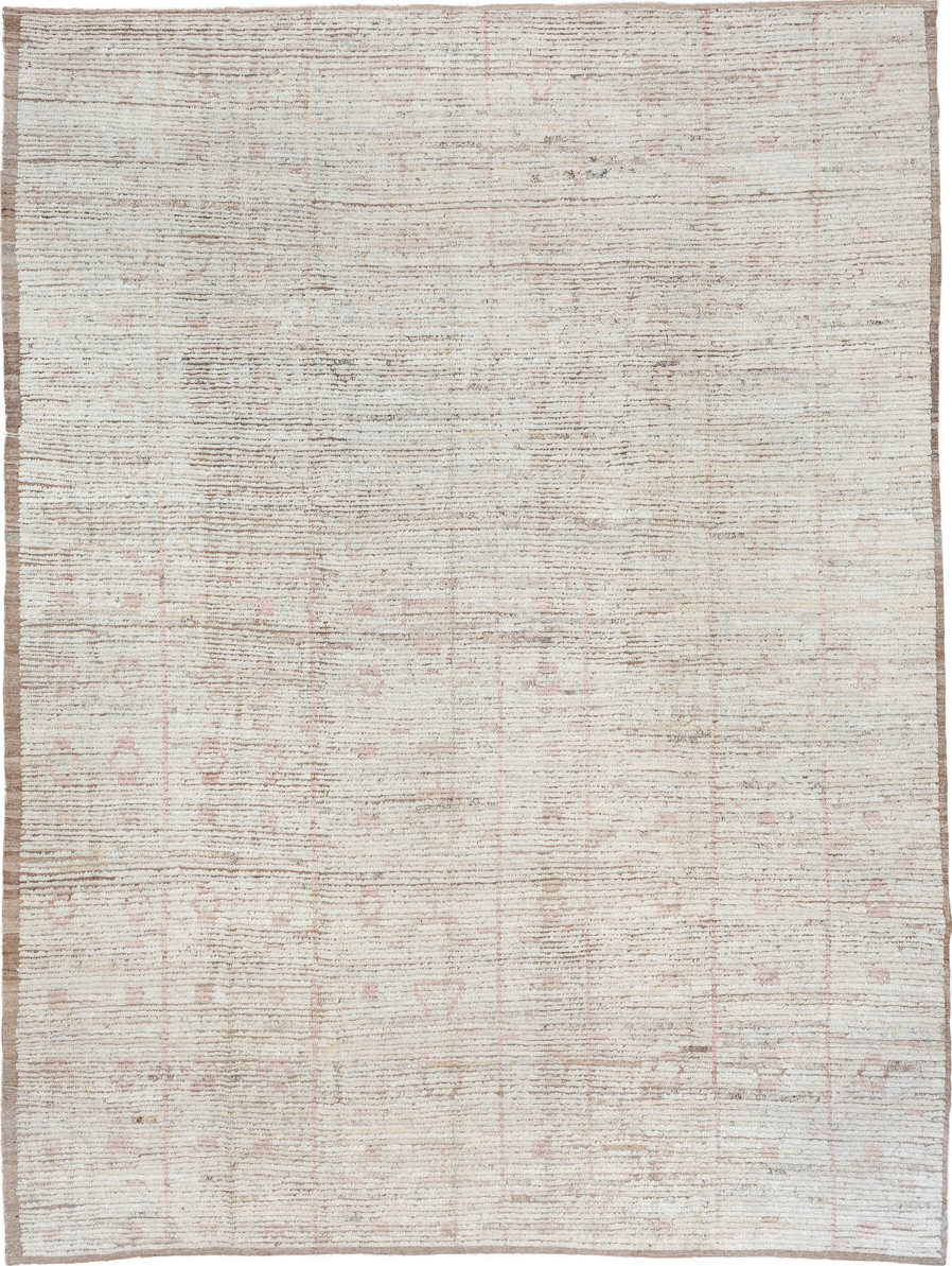 8' x 11' one-of-a-kind handmade vintage Tulu large size rug. Color palette: dark gray, gainsboro, gray, light gray, linen