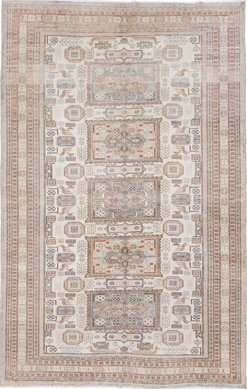 5' x 8' one-of-a-kind handmade vintage Ardebil medium size rug. Color palette: brown, dark gray, dim gray, gainsboro, gray