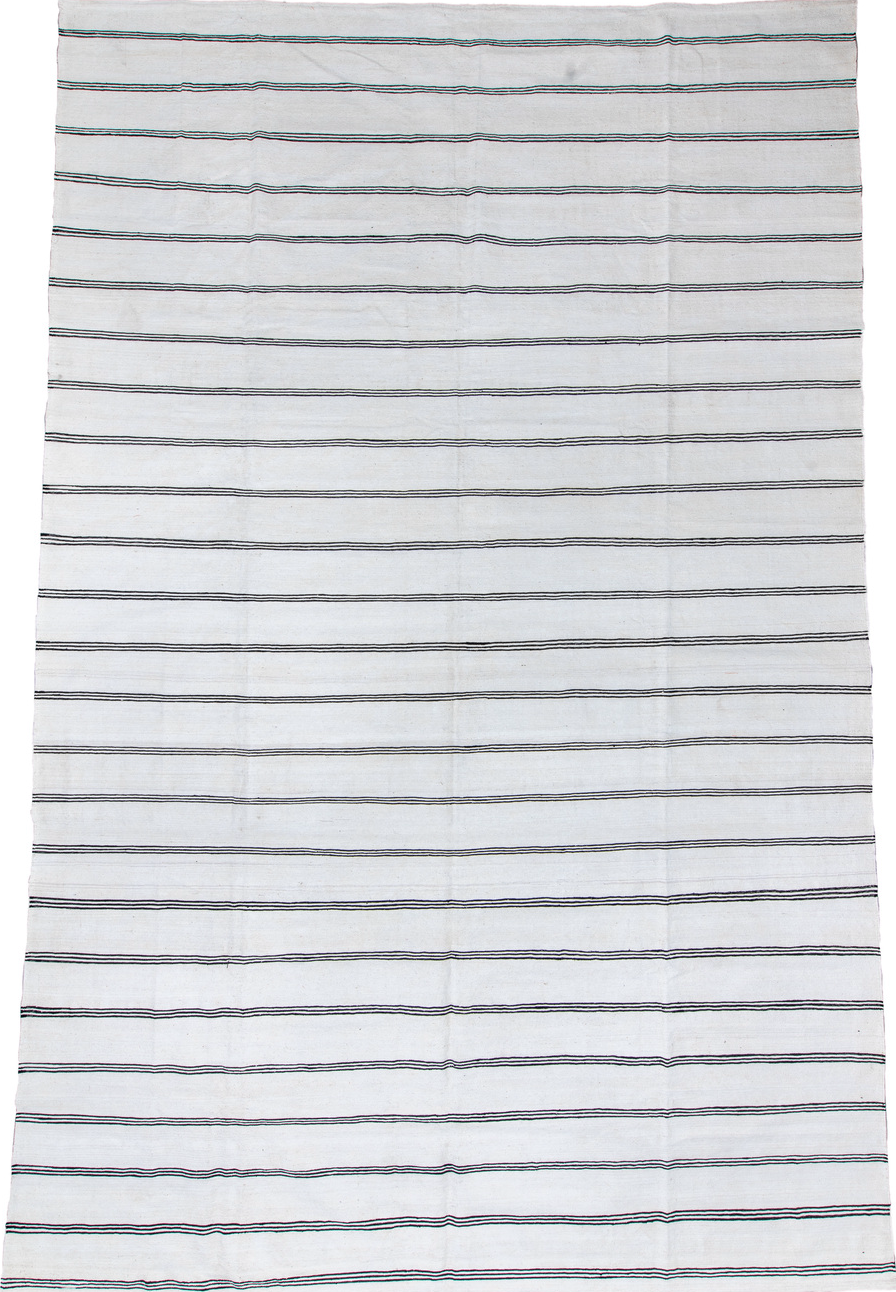 12' x 19' one-of-a-kind handmade vintage Kilim oversize rug. Color palette: black, charcoal, dark gray, dim gray, gainsboro