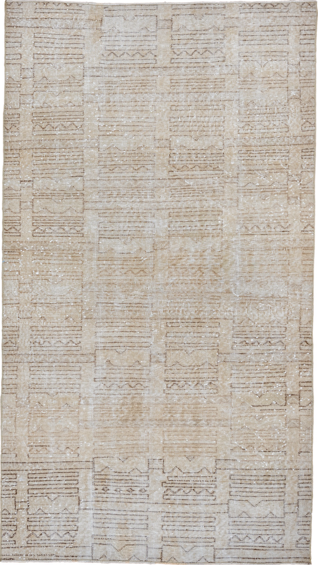 3' x 6' one-of-a-kind handmade vintage Oushak small size rug. Color palette: dim gray, gainsboro, gray, light gray