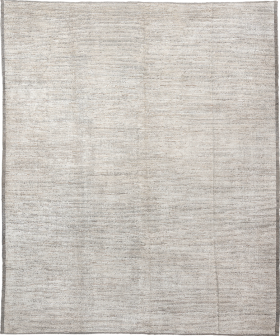 12' x 14' one-of-a-kind handmade vintage Tulu oversize rug. Color palette: dark gray, gainsboro, gray, light gray, off-white
