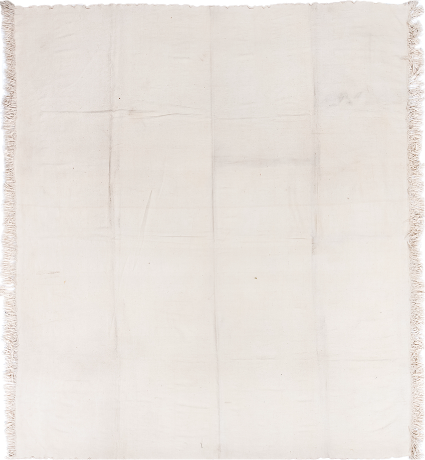 11' x 13' one-of-a-kind handmade vintage Kilim oversize rug. Color palette: gainsboro, gray, light gray, linen, off-white