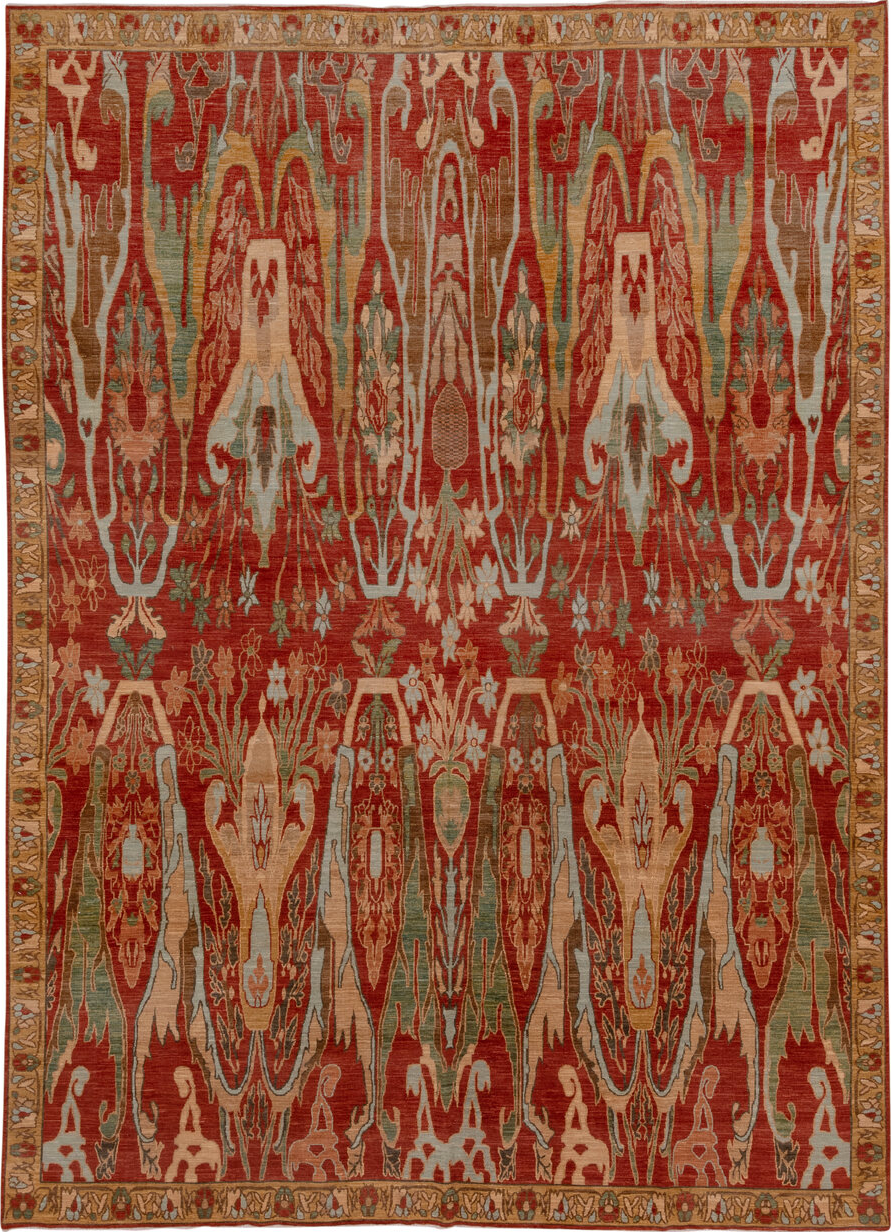 9' x 13' one-of-a-kind handmade vintage Afghan large size rug. Color palette: brown, gray