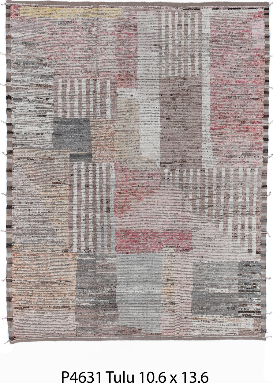 10' x 13' one-of-a-kind handmade vintage Tulu large size rug. Color palette: black, brown, dark gray, dim gray, gainsboro