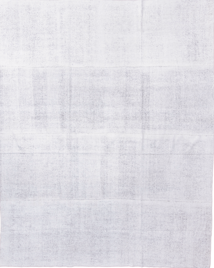 10' x 12' one-of-a-kind handmade vintage Flatweave large size rug. Color palette: gainsboro, gray, light blue, light gray