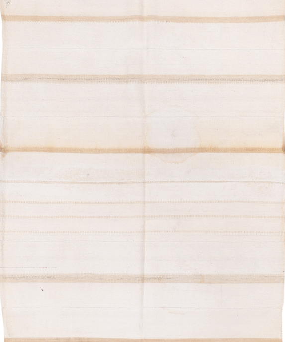 4' x 6' one-of-a-kind handmade vintage Flatweave small size rug. Color palette: antiquewhite, brown, floral white, gainsboro