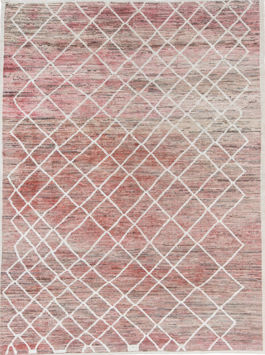 10' x 13' one-of-a-kind handmade vintage Tulu large size rug. Color palette: brown, gainsboro, gray, light blue, light gray
