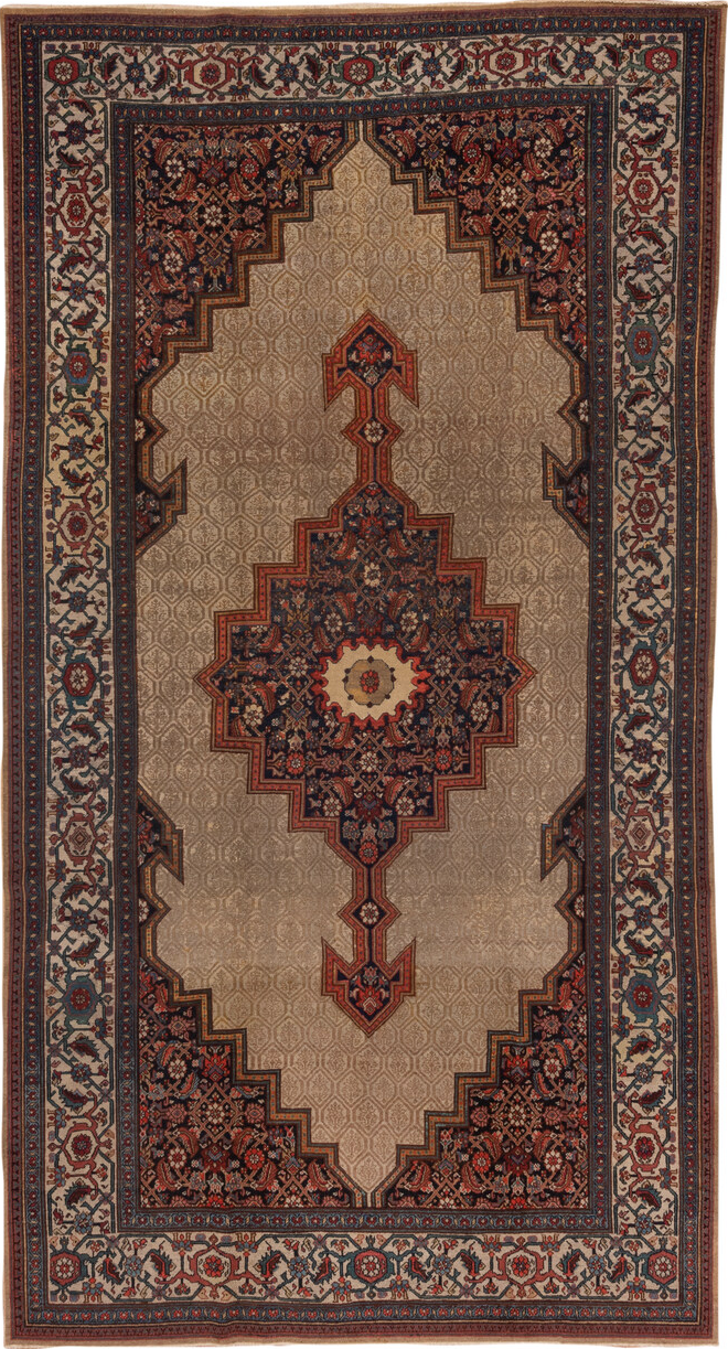 6' x 13' one-of-a-kind handmade vintage Cam Hamadan large size rug. Color palette: black, brown, charcoal, gray, pink, red