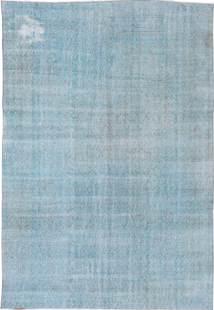 6' x 10' one-of-a-kind handmade vintage Sparta large size rug. Color palette: blue, gainsboro, gray, light blue, light gray
