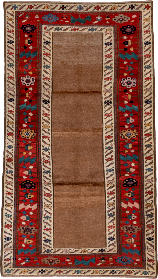 3' x 6' one-of-a-kind handmade vintage NW Persian small size rug. Color palette: arapawa, black, blue, brown, dark red