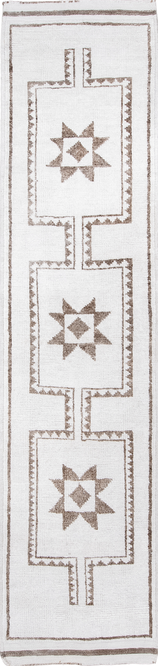 2' x 12' one-of-a-kind handmade vintage Kars runner rug. Color palette: brown, dark gray, gainsboro, ghost white, gray