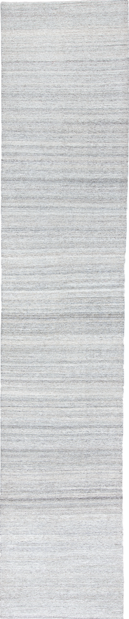 3' x 15' one-of-a-kind handmade vintage Kilim runner rug. Color palette: dark gray, gainsboro, gray, light blue, light gray