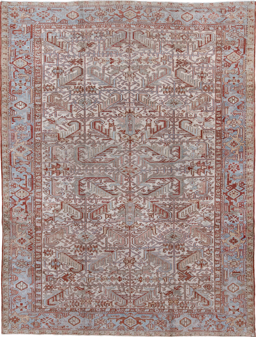 8' x 10' one-of-a-kind handmade vintage Heriz large size rug. Color palette: brown, dark gray, gainsboro, gray