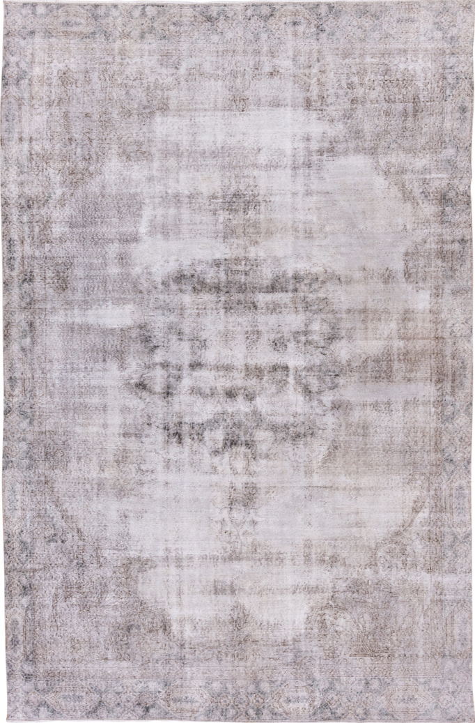 7' x 10' one-of-a-kind handmade vintage Sparta large size rug. Color palette: dark gray, dim gray, gainsboro, gray