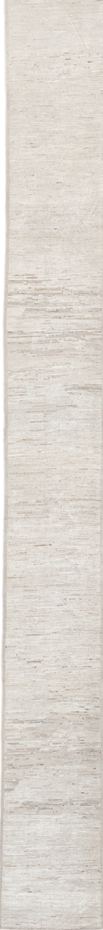 3' x 27' one-of-a-kind handmade vintage Tulu runner rug. Color palette: off-white, gray, light gray, pink, brown, white