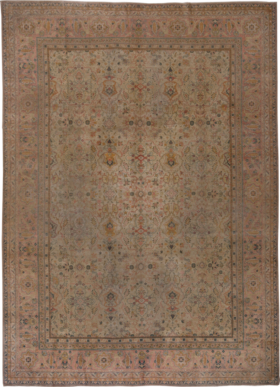 8' x 12' one-of-a-kind handmade vintage Sivas large size rug. Color palette: brown, gray, pink, redwood