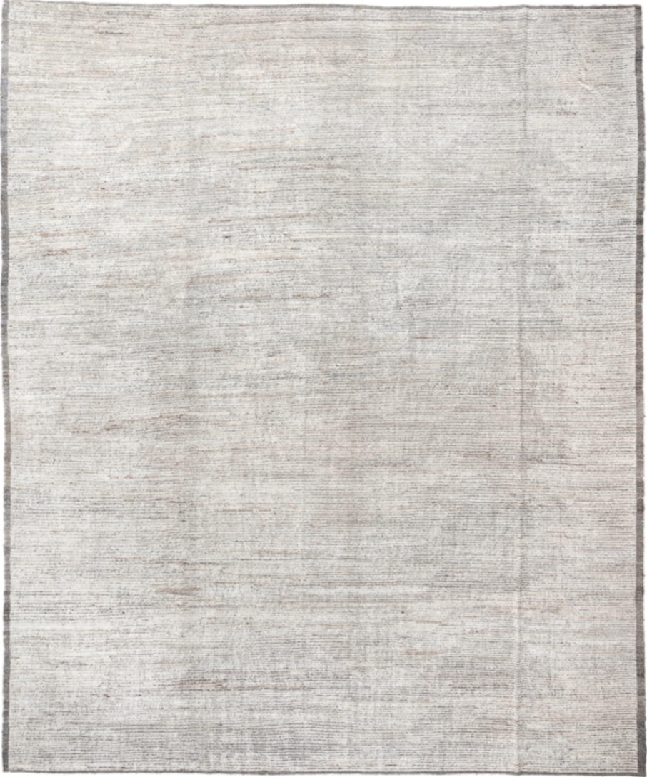 12' x 15' one-of-a-kind handmade vintage Tulu oversize rug. Color palette: dark gray, gainsboro, gray, light gray, off-white
