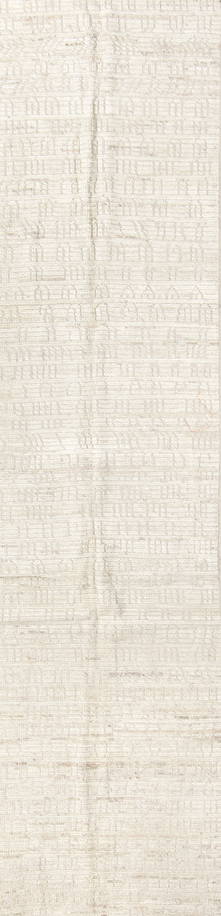 2' x 13' one-of-a-kind handmade vintage Tulu runner rug. Color palette: dark gray, gainsboro, gray, light gray, off-white