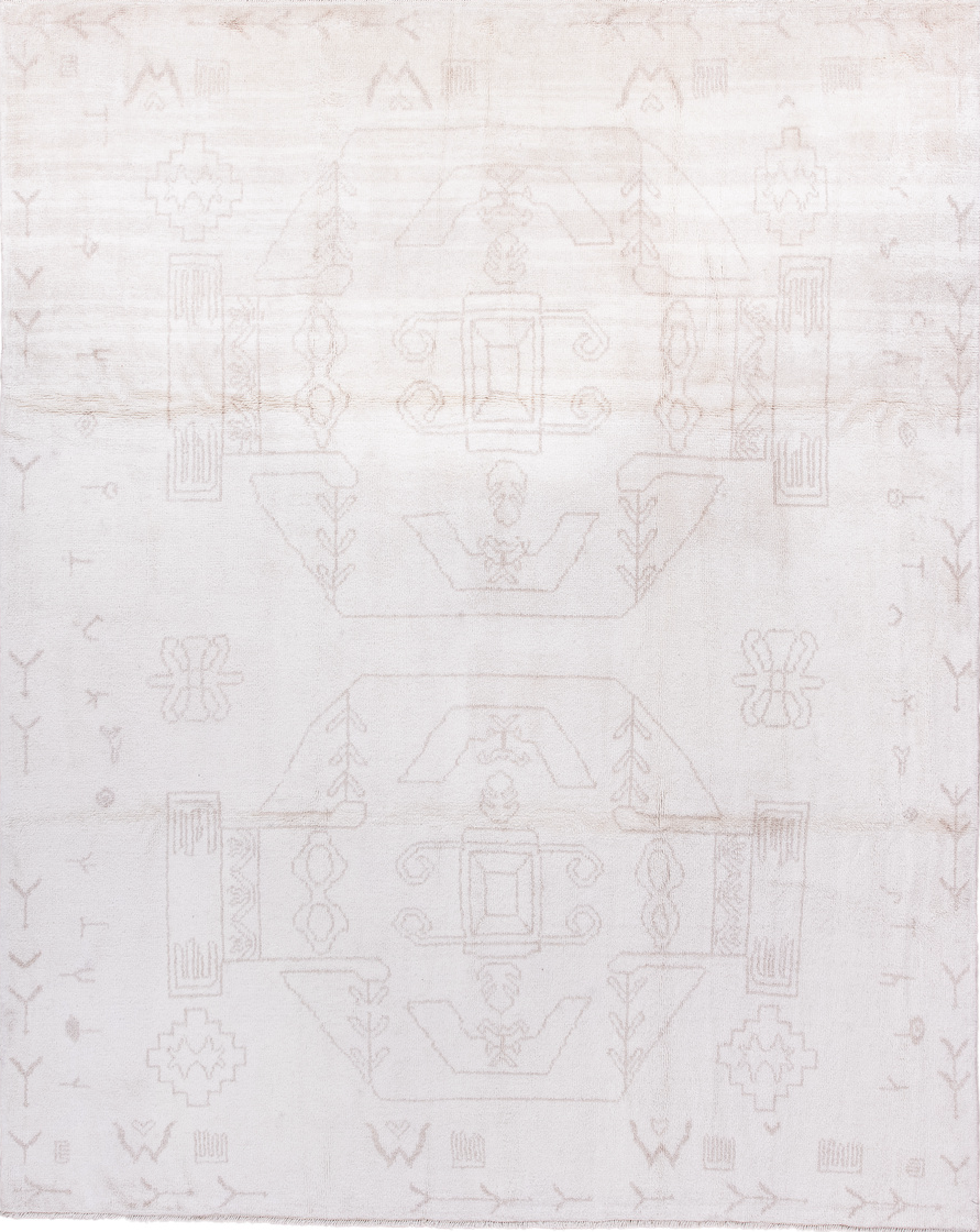 8' x 10' one-of-a-kind handmade vintage Moroccan large size rug. Color palette: floral white, gainsboro, gray