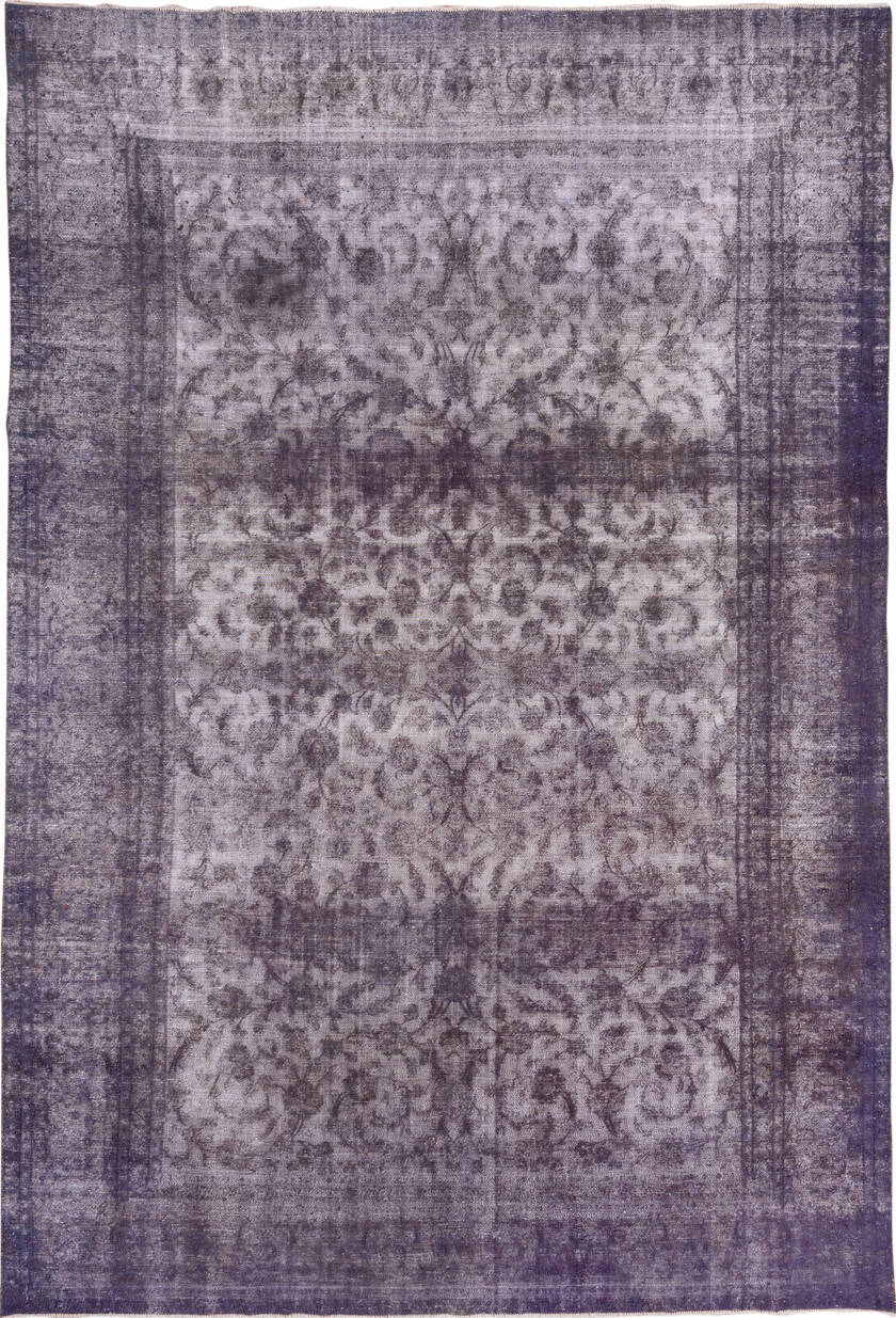 9' x 13' one-of-a-kind handmade vintage Sparta large size rug. Color palette: blue, gainsboro, gray, light gray, off-white