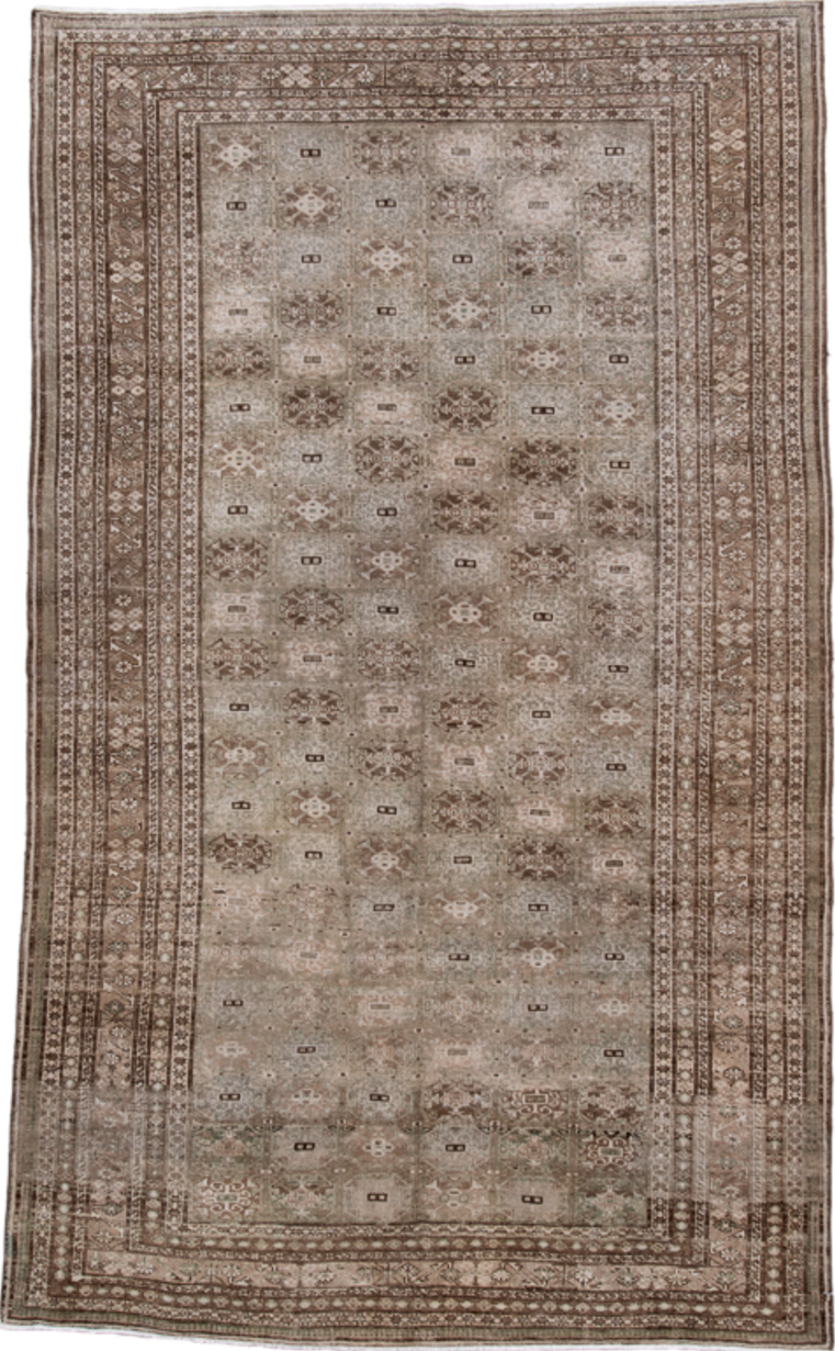 5' x 8' one-of-a-kind handmade vintage Adb medium size rug. Color palette: brown, gray, light gray, pink, dark gray