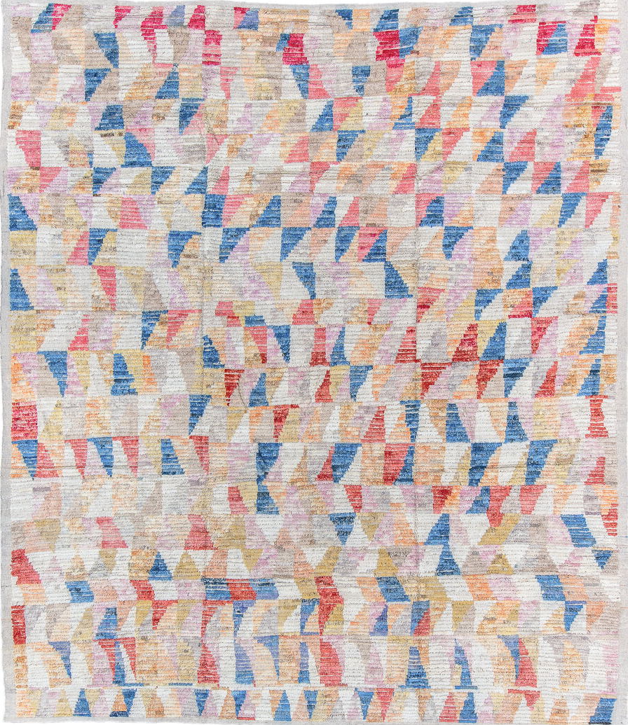 10' x 11' one-of-a-kind handmade vintage Tulu large size rug. Color palette: arapawa, black, blue, brown, dark gray, gray