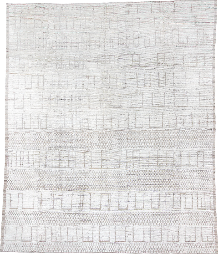 12' x 15' one-of-a-kind handmade vintage Tulu oversize rug. Color palette: black, blue, dark gray, gainsboro, gray