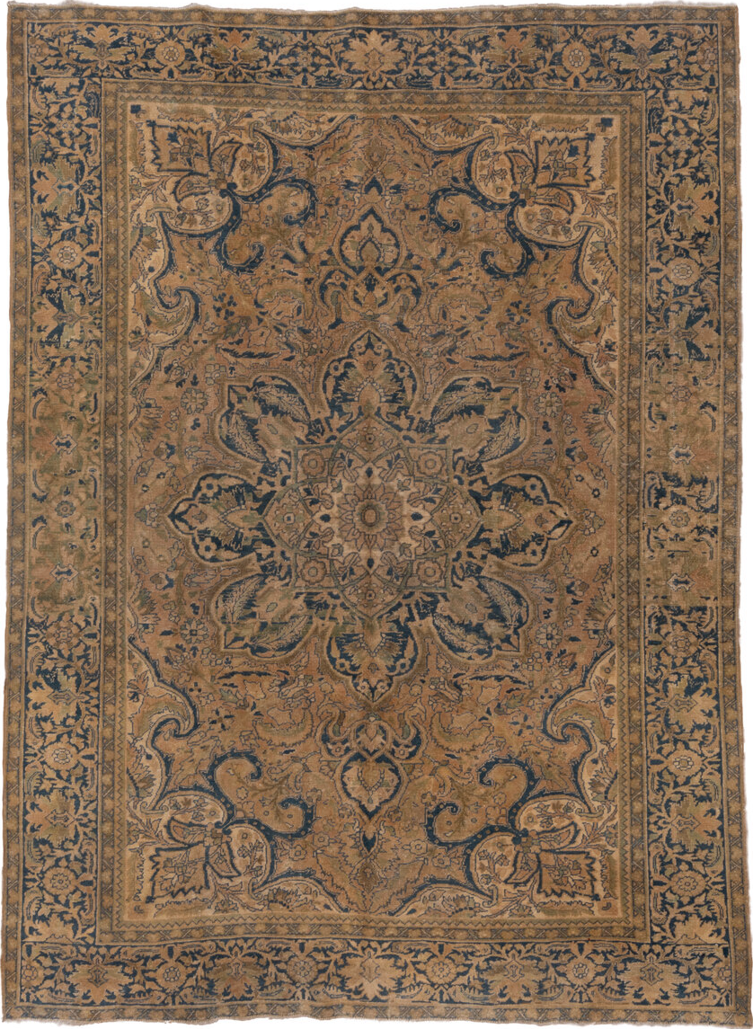 8' x 11' one-of-a-kind handmade vintage Heriz large size rug. Color palette: black, brown, charcoal, gray, light gray