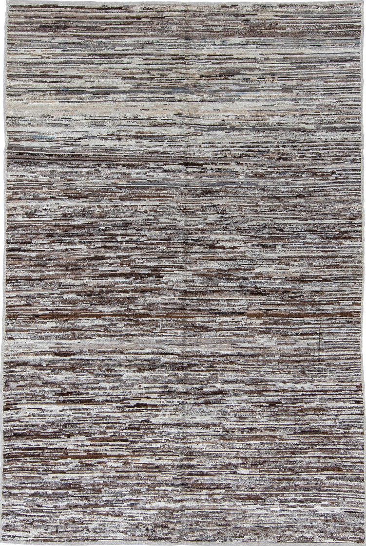 6' x 9' one-of-a-kind handmade vintage Tulu medium size rug. Color palette: black, blue, brown, dim gray, gainsboro, gray