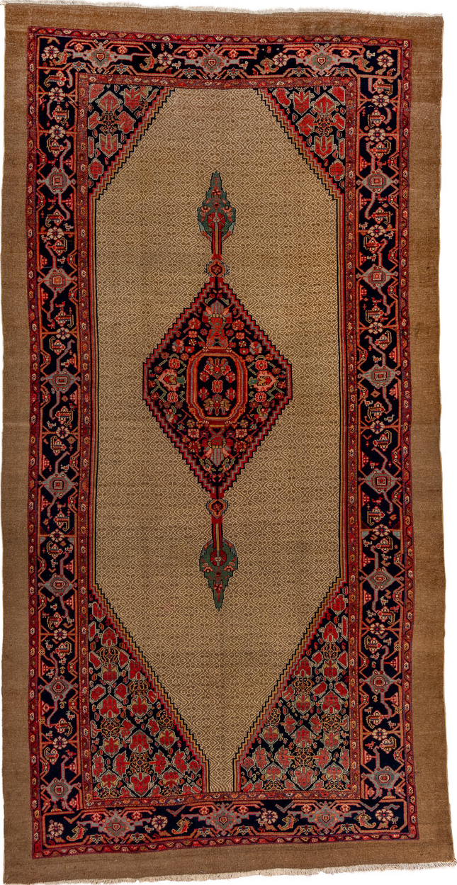 6' x 12' one-of-a-kind handmade vintage Cam Hamadan large size rug. Color palette: black, brown, orange, pink, red