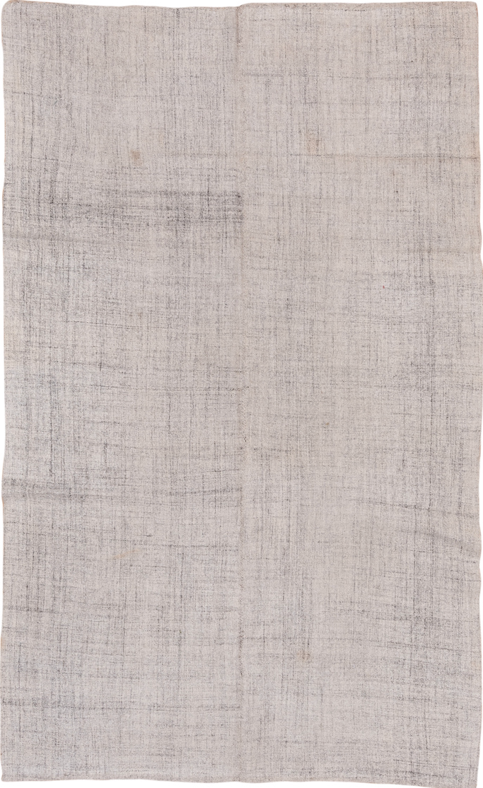 5' x 9' one-of-a-kind handmade vintage Kilim medium size rug. Color palette: dark gray, gainsboro, gray, light gray, linen