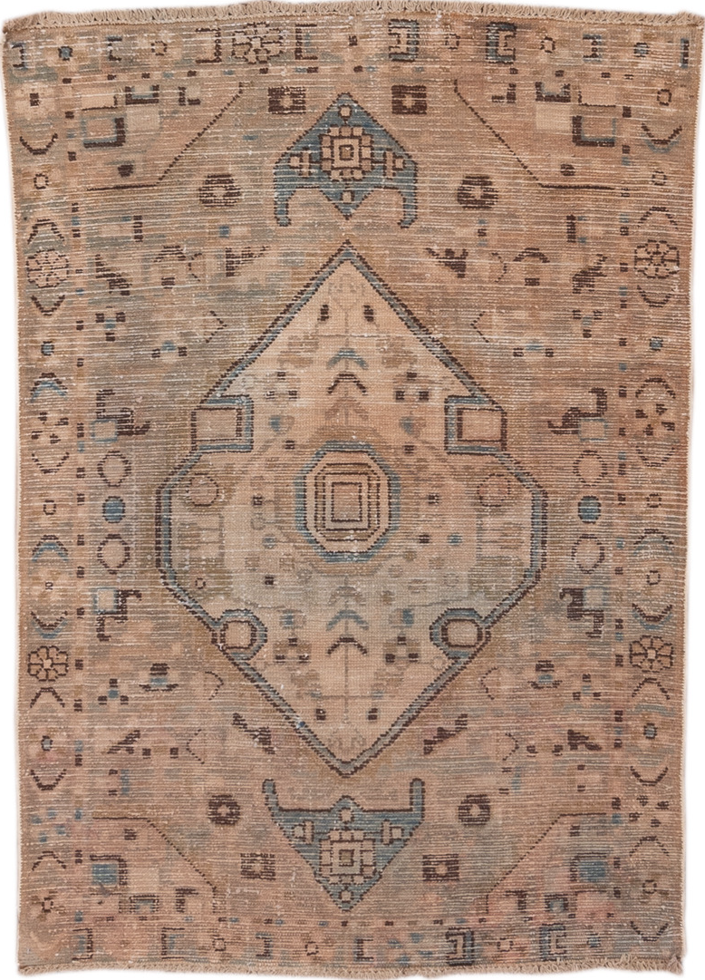 3' x 4' one-of-a-kind handmade vintage Hamadan small size rug. Color palette: brown, dark gray, dim gray, gray, light gray