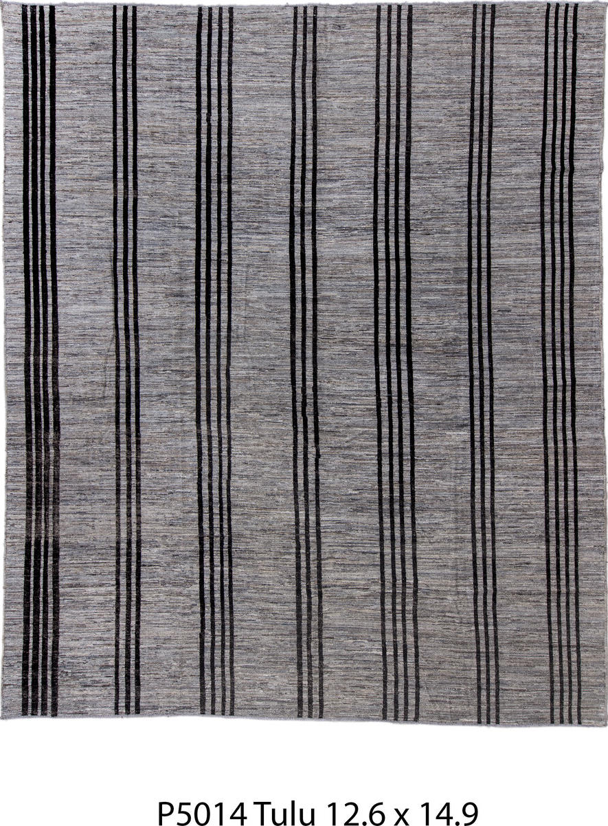 12' x 14' one-of-a-kind handmade vintage Tulu oversize rug. Color palette: black, brown, gray, pink, red