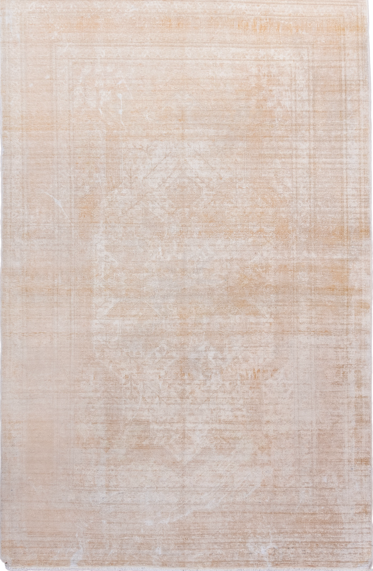 4' x 6' one-of-a-kind handmade vintage Kaisary small size rug. Color palette: brown, gainsboro, gray, light gray, off-white