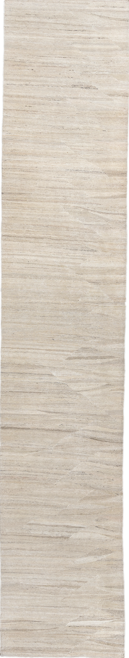 3' x 15' one-of-a-kind handmade vintage Kilim runner rug. Color palette: brown, gainsboro, gray, light gray, off-white, pink