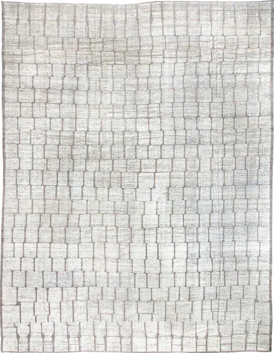 16' x 20' one-of-a-kind handmade vintage Tulu oversize rug. Color palette: black, charcoal, dark gray, dim gray, gainsboro