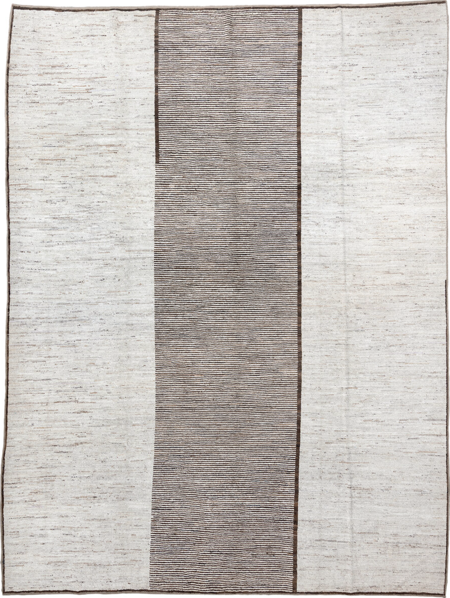 10' x 14' one-of-a-kind handmade vintage Tulu large size rug. Color palette: brown, dark gray, gainsboro, gray, light gray